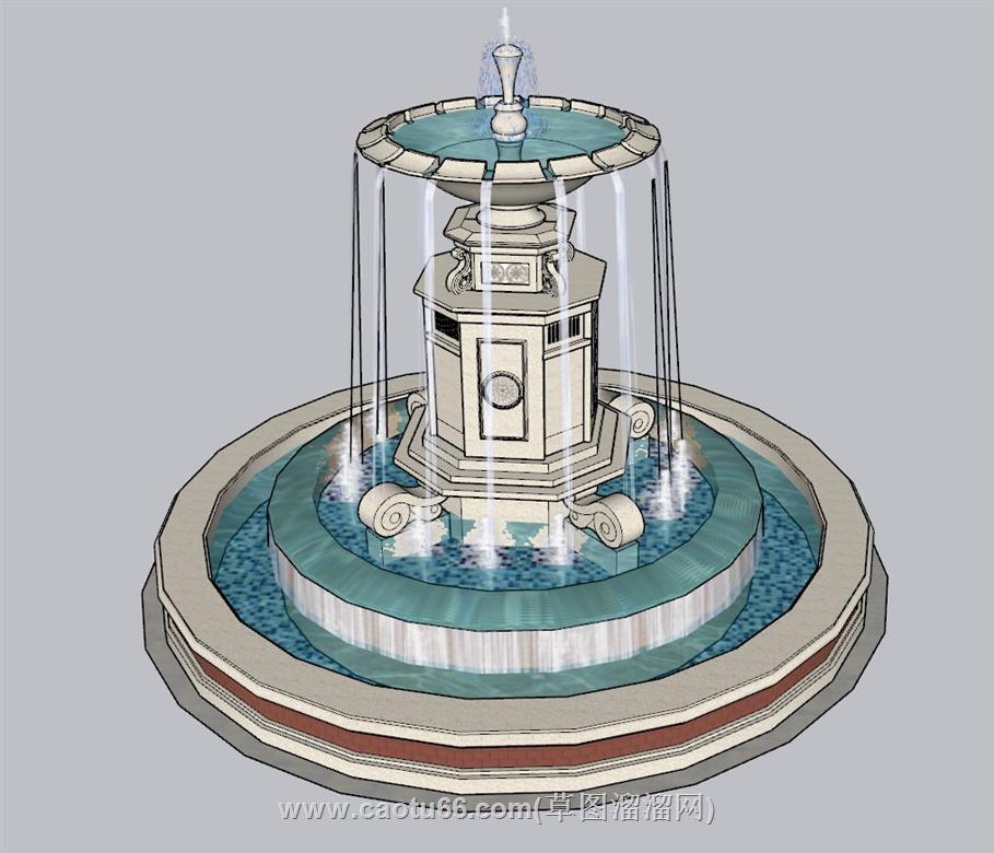 喷泉水景水池SU模型