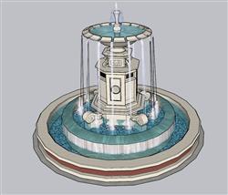 喷泉水景水池SU模型