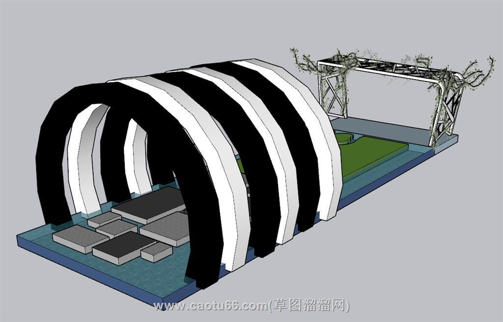 拱形水景花架SU模型