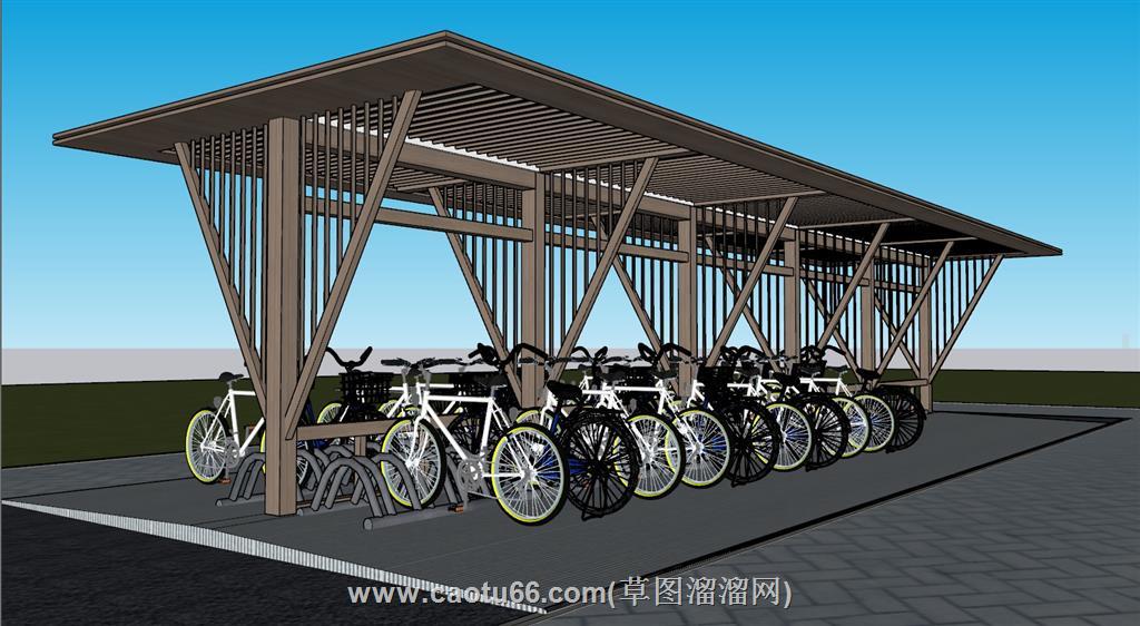 自行车停车牌SU模型