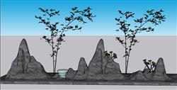 假山石头石景SU模型