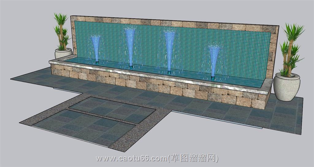 水景墙喷泉水池SU模型