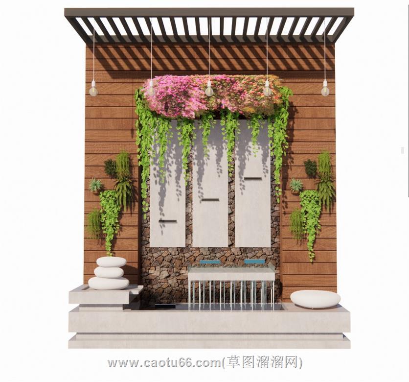 水景背景墙SU模型