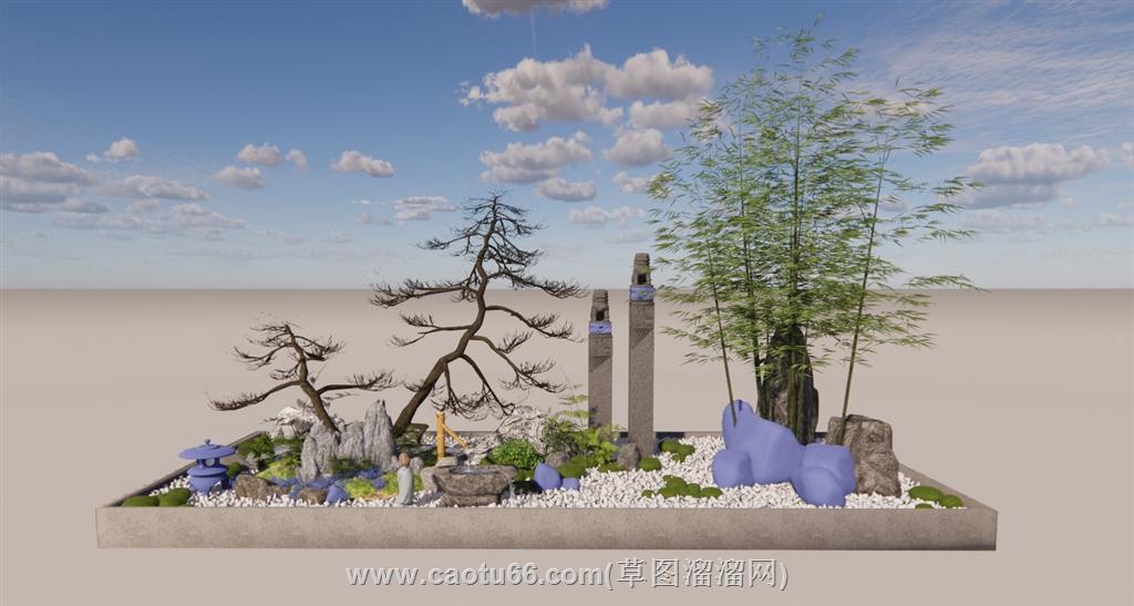 庭院禅意景观SU模型