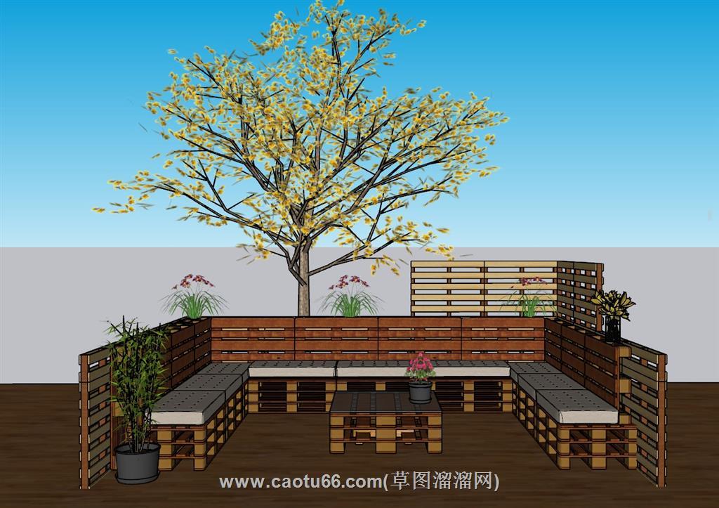 户外景观座椅SU模型