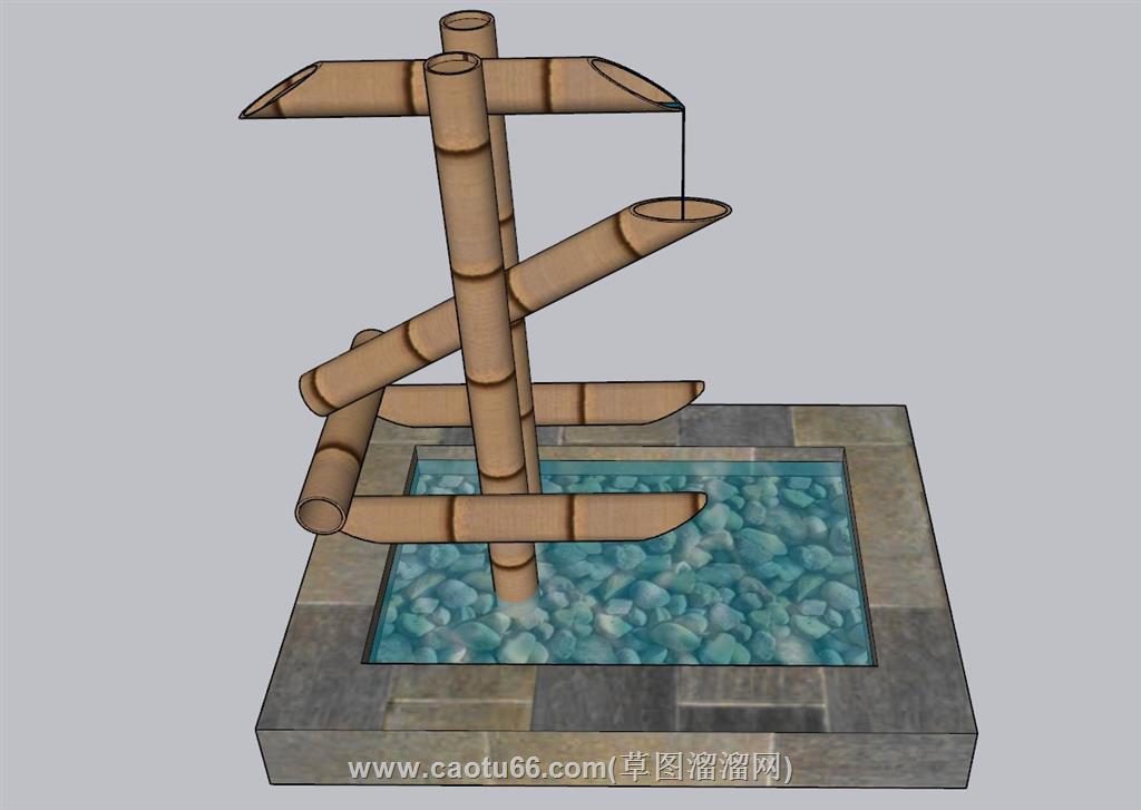 竹子流水景观小品SU模型