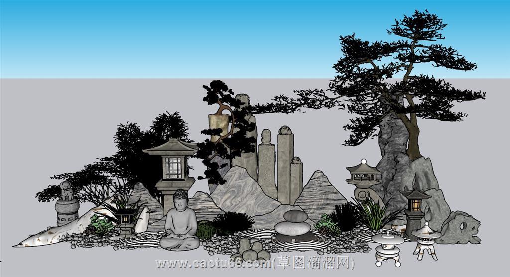 中式庭院景观SU模型