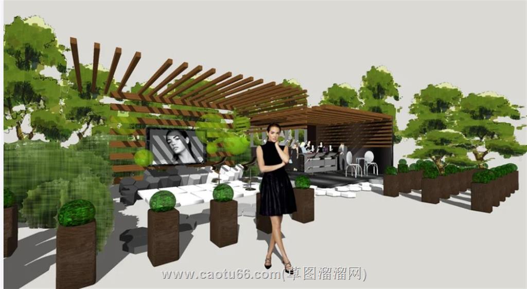 咖啡酒吧景观设计SU模型