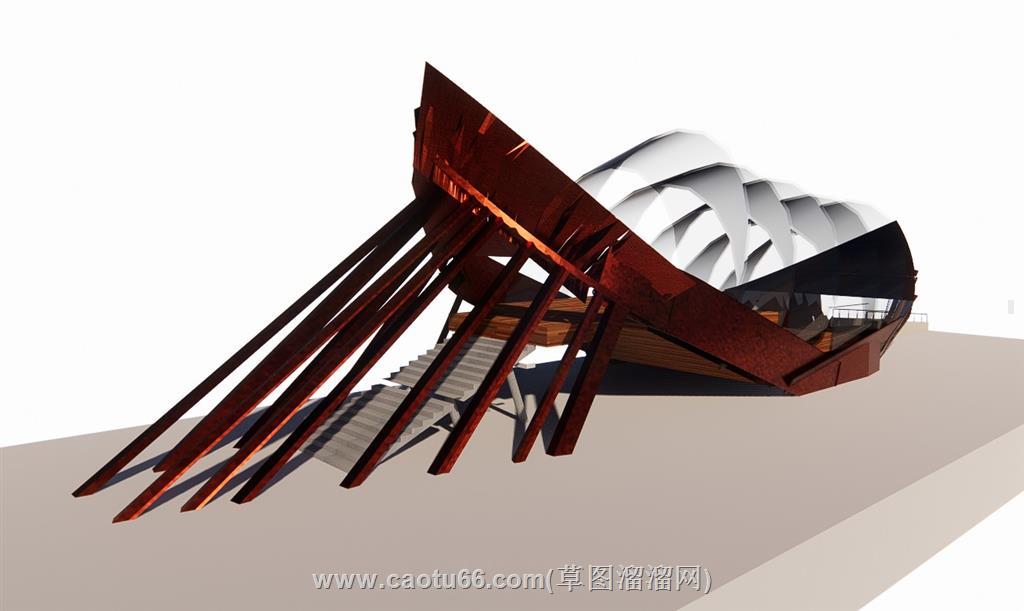 船造型观景SU模型