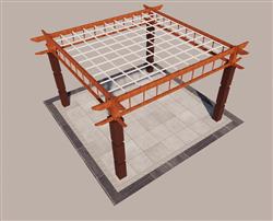 花架亭子SU模型 免费sketchup模型下载