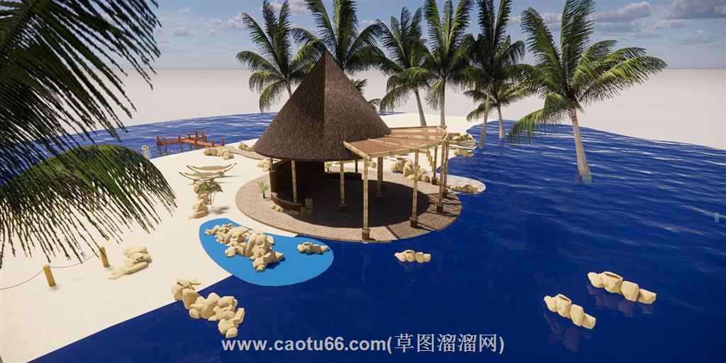 东南亚沙滩场景SU模型