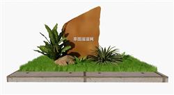 景观小品花坛置石SU模型