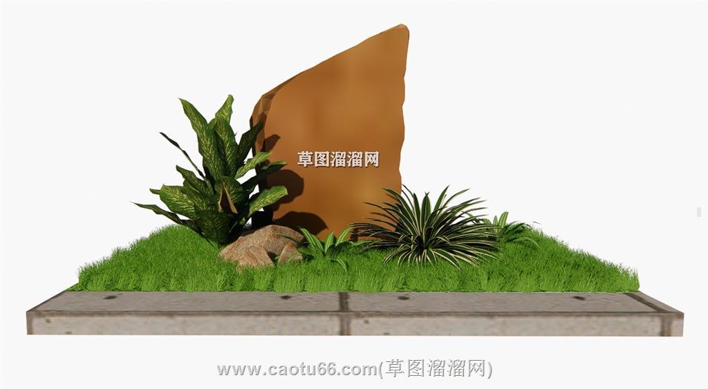 景观小品花坛置石SU模型