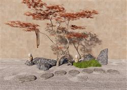 禅意枯山水枫树SU模型