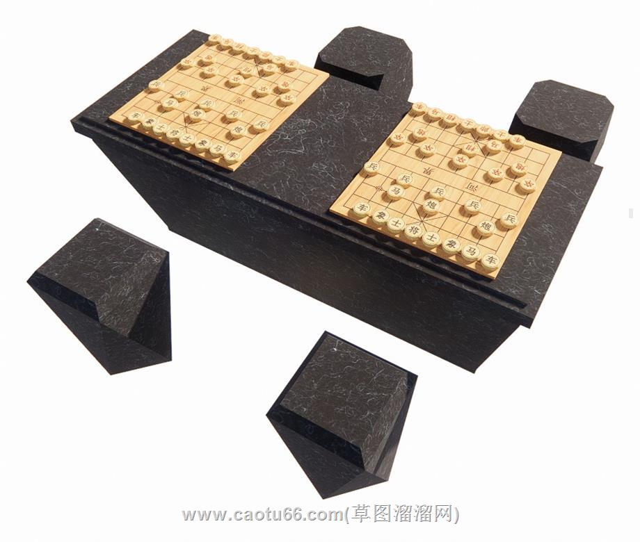 象棋对战石桌SU模型