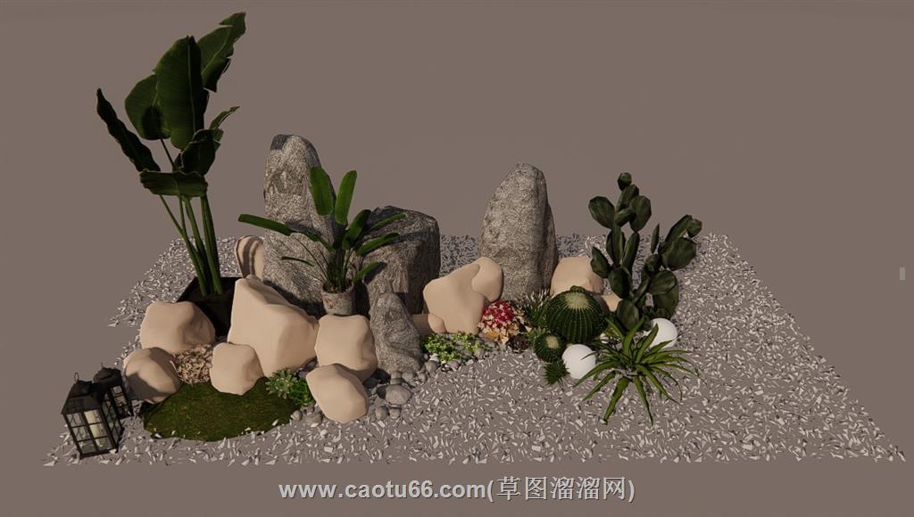 庭院小品植物景观SU模型