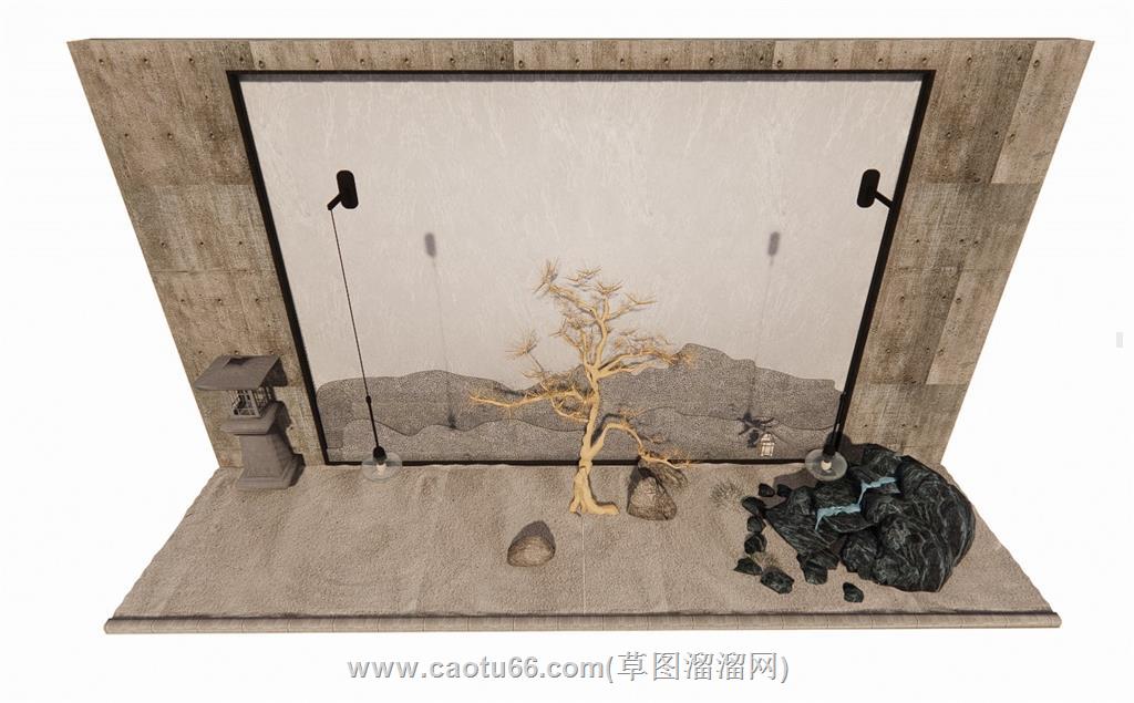 庭院景观枯山水SU模型