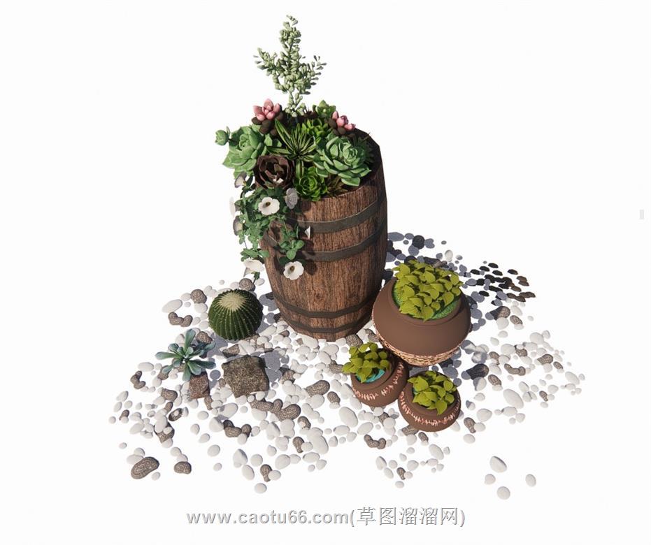 庭院绿植景观SU模型
