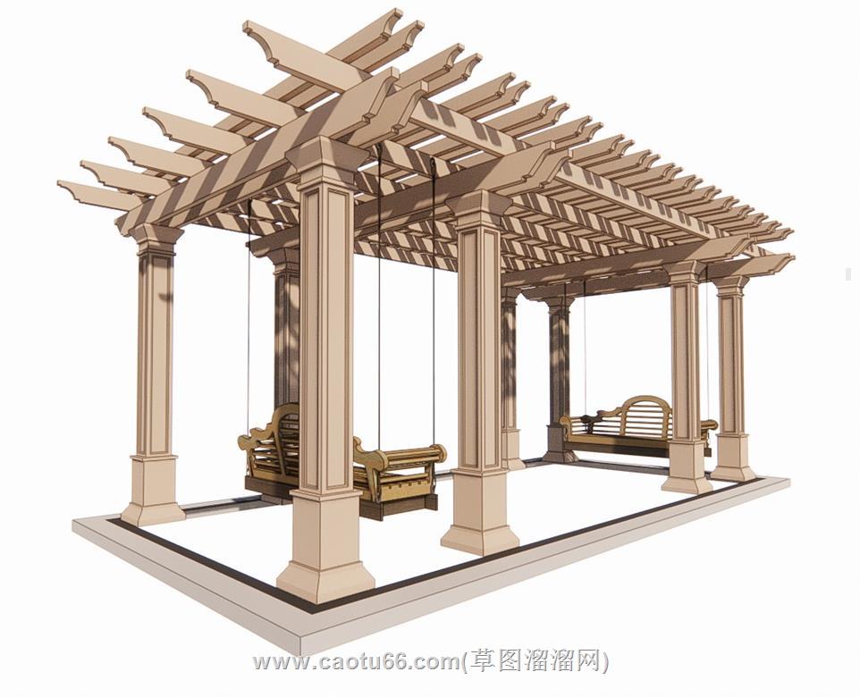 亭子廊架秋千椅SU模型