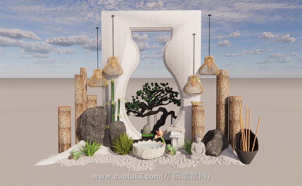 竹子禅意景观SU模型