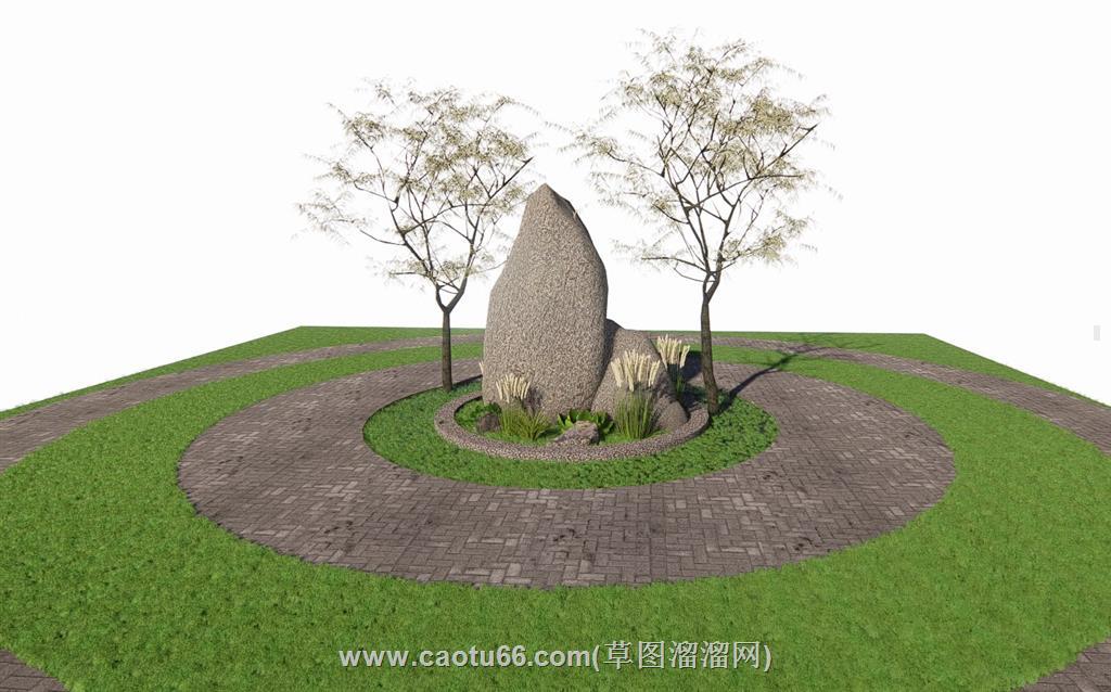 刻字石景观石SU模型