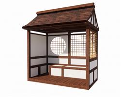 日式休息亭子SU模型
