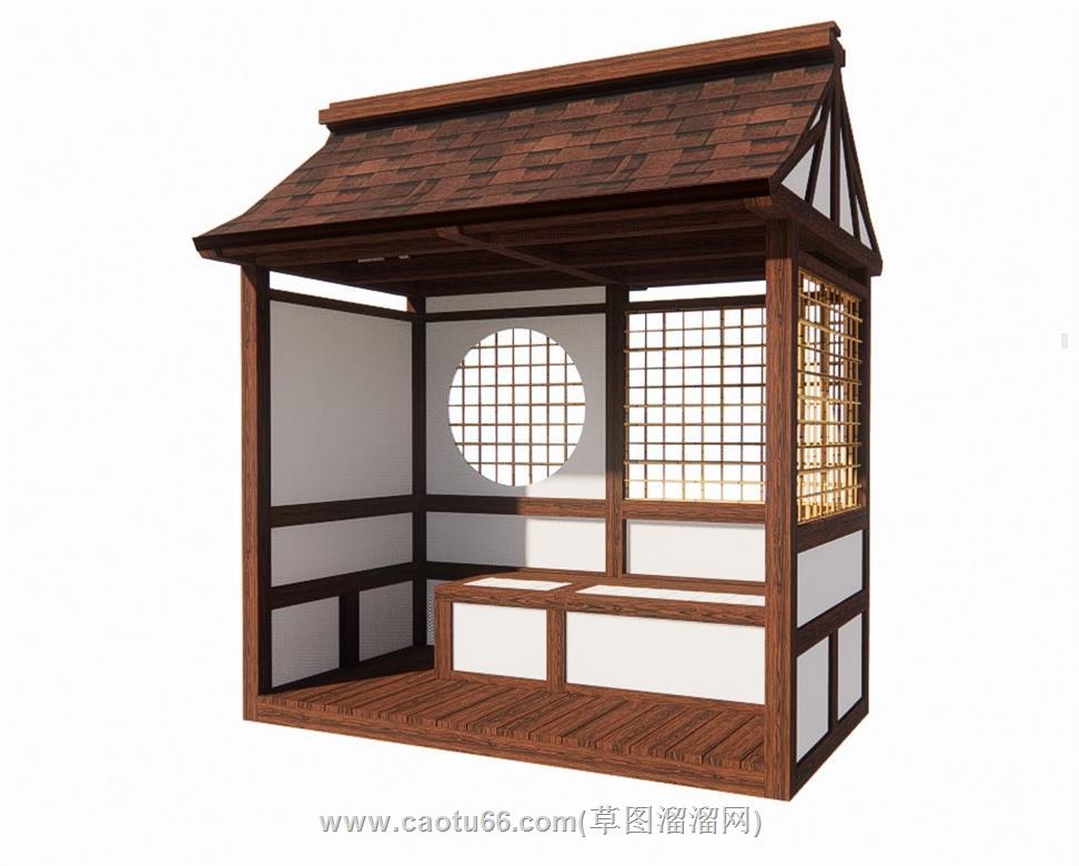 日式休息亭子SU模型