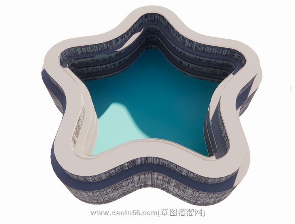 五角星景观水池SU模型