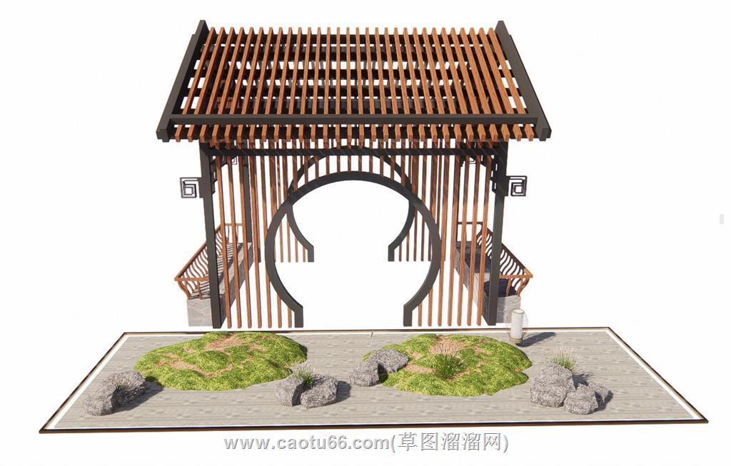 新中式景观亭子SU模型