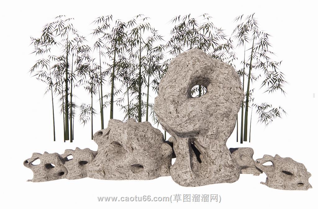 假山珊瑚石景观SU模型