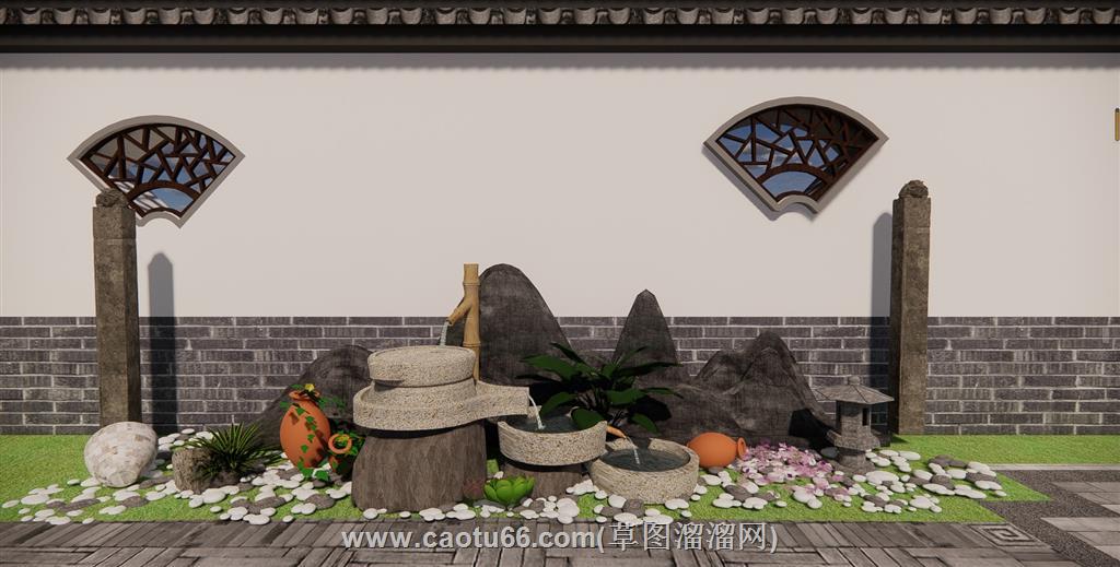 中式庭院景观SU模型