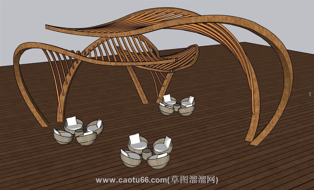 廊架SU模型