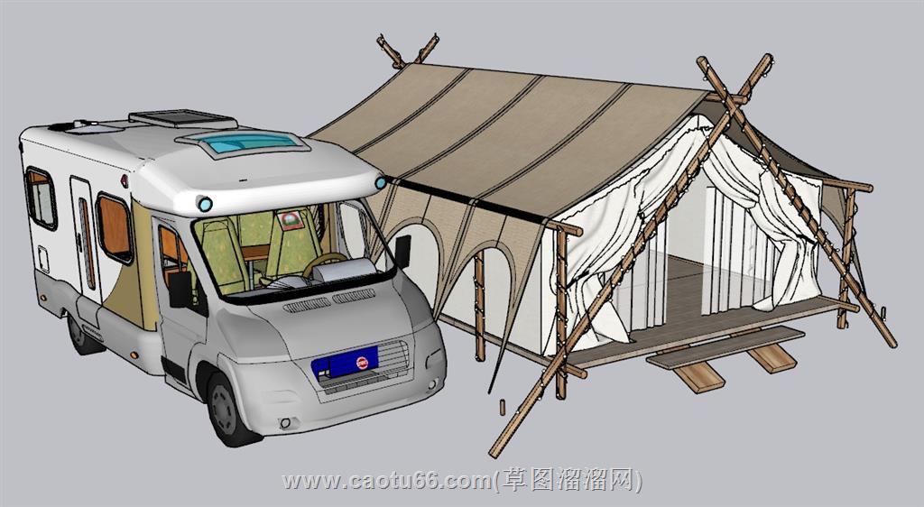 露营帐篷房车SU模型