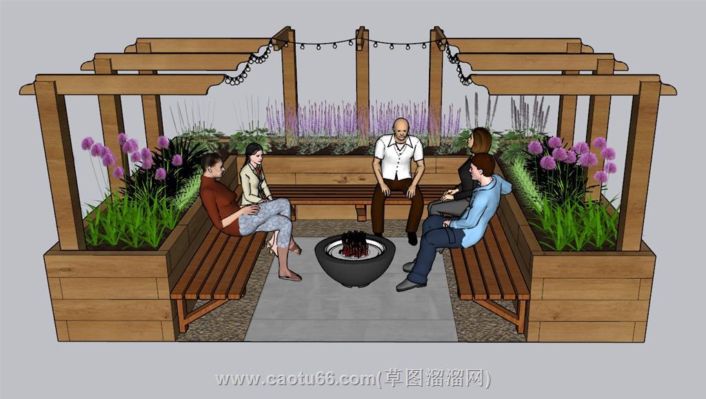 露台景观花架SU模型