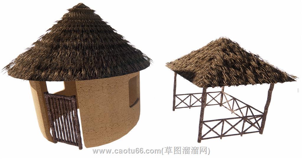 茅草亭景观亭SU模型