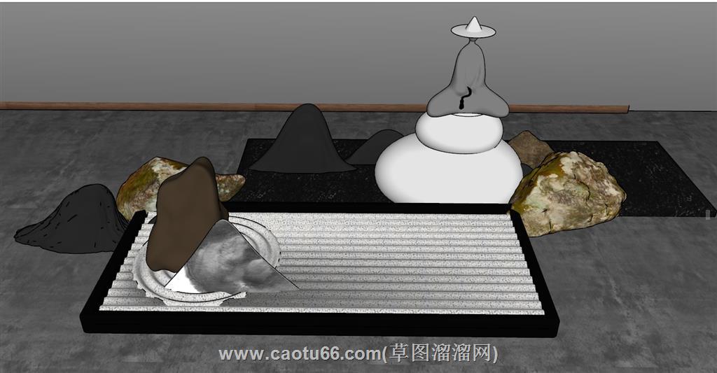 禅意枯山水景观SU模型