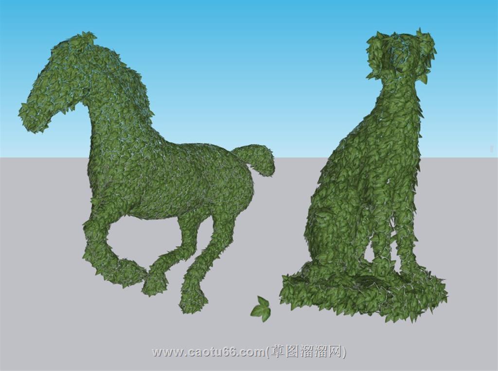 马狗草雕SU模型