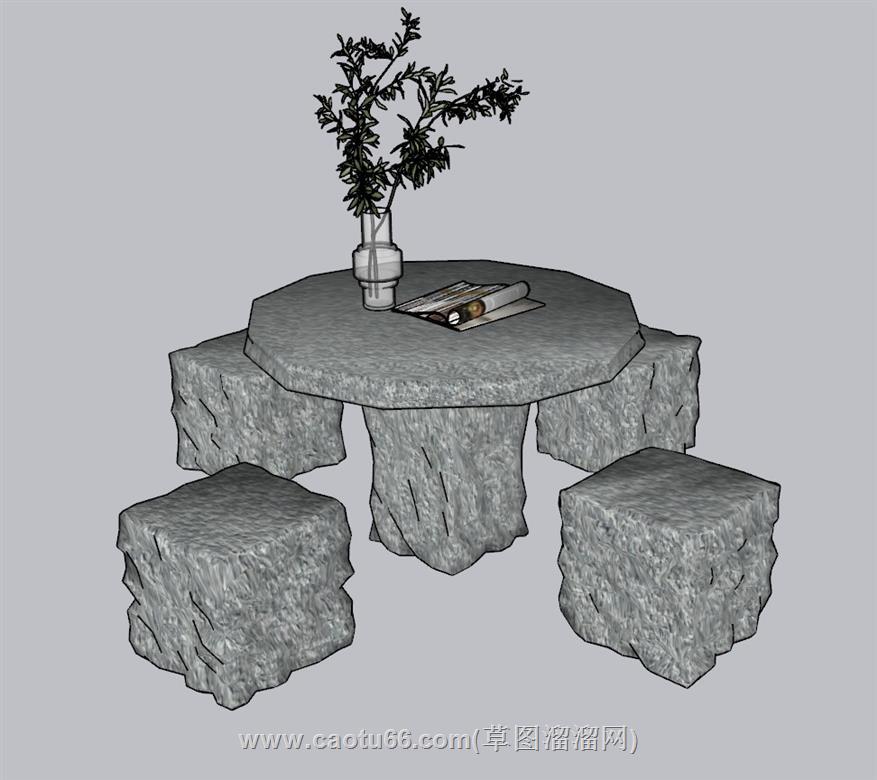 石桌石凳SU模型