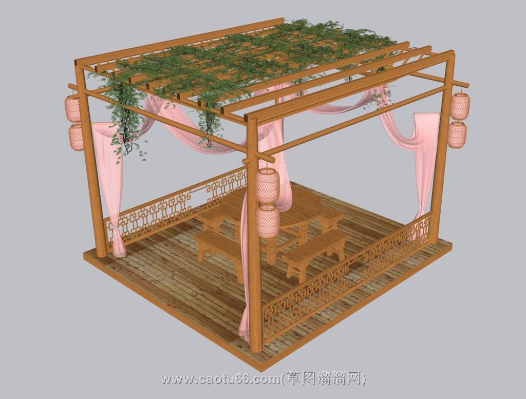 廊架凉棚亭子SU模型