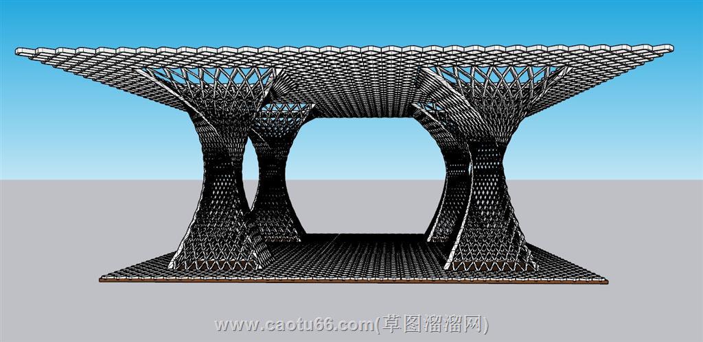 廊架SU模型