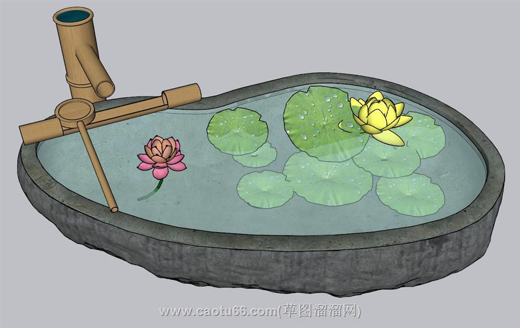 惊鹿庭院流水SU模型