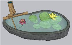 惊鹿庭院流水SU模型