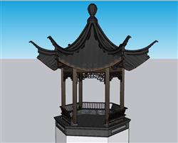 六角亭凉亭SU模型