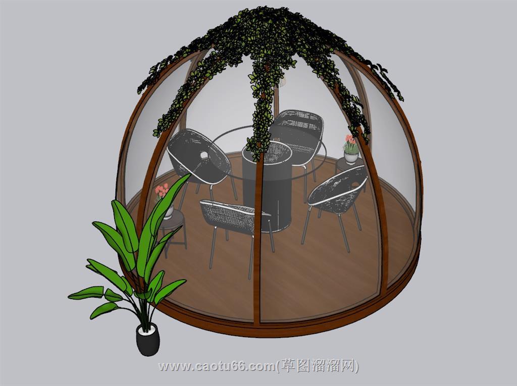 景观阳光房休闲桌SU模型