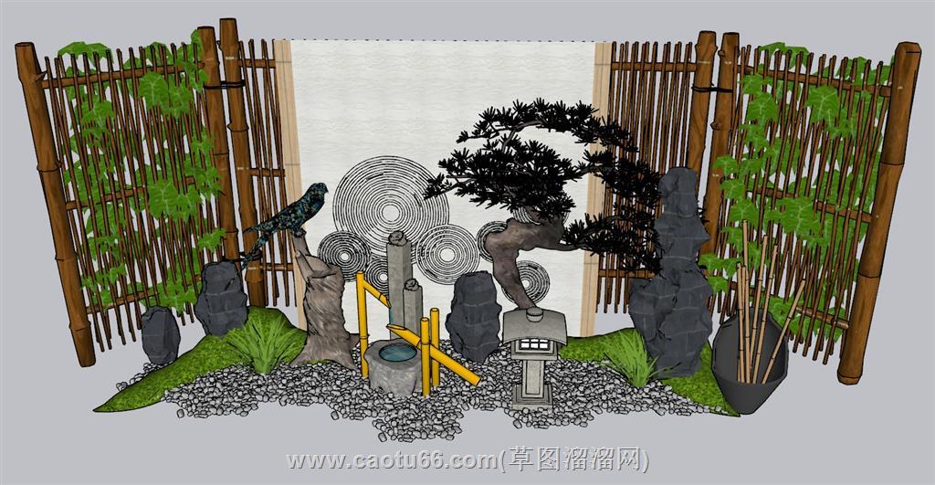 庭院禅意景观SU模型