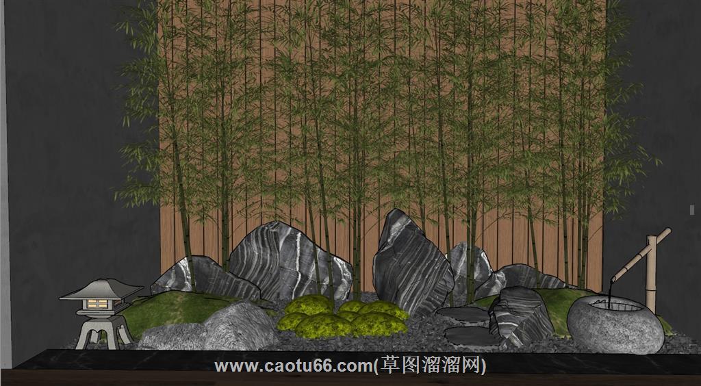 竹子景观石灯笼SU模型