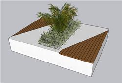 户外种植池座椅SU模型