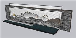 新中式景墙SU模型