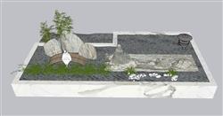 日式花圃花坛SU模型