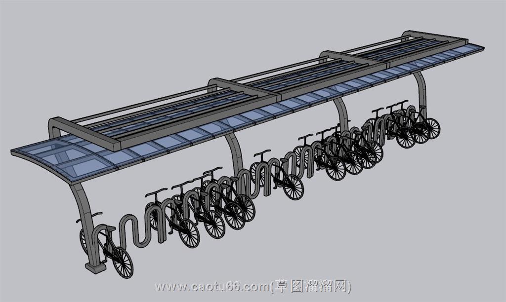 自行车停车棚SU模型